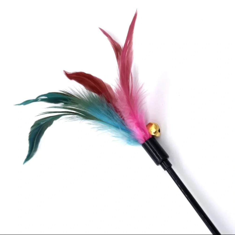 8 Pcs Pet Cat Interactive Toy Feather Wand Rod Kitty Bell Play Funny Teaser Set